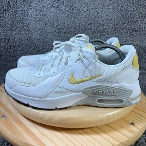 Nike Air Max Excee Running Shoe Womens Size 12 Leather White Saturn Gold Sneaker